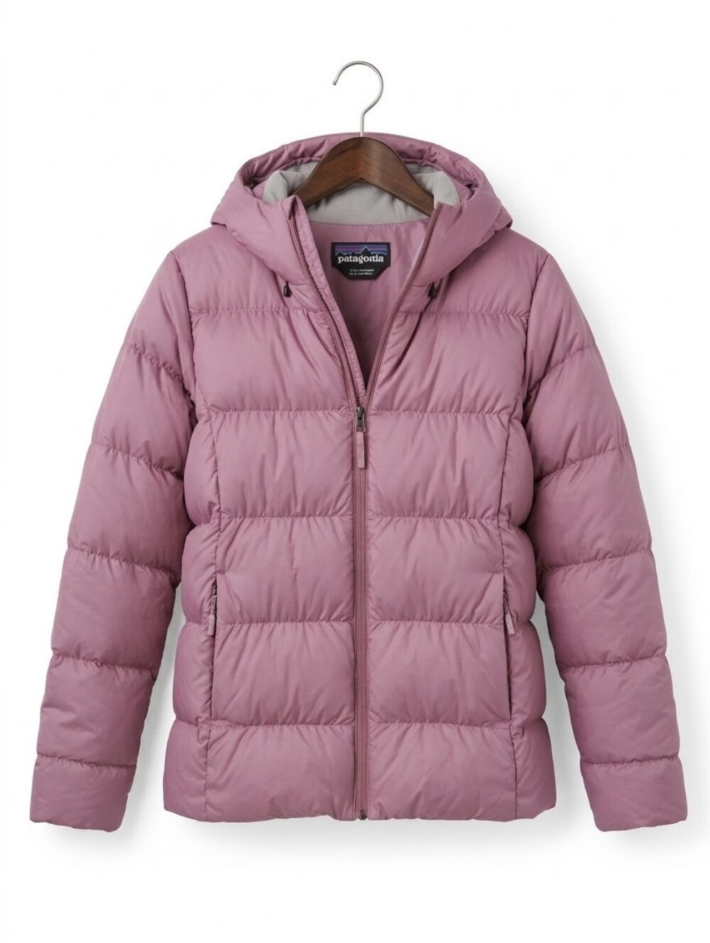 Patagonia Women’s Mauve Pink Hooded Down Jacket Size Small